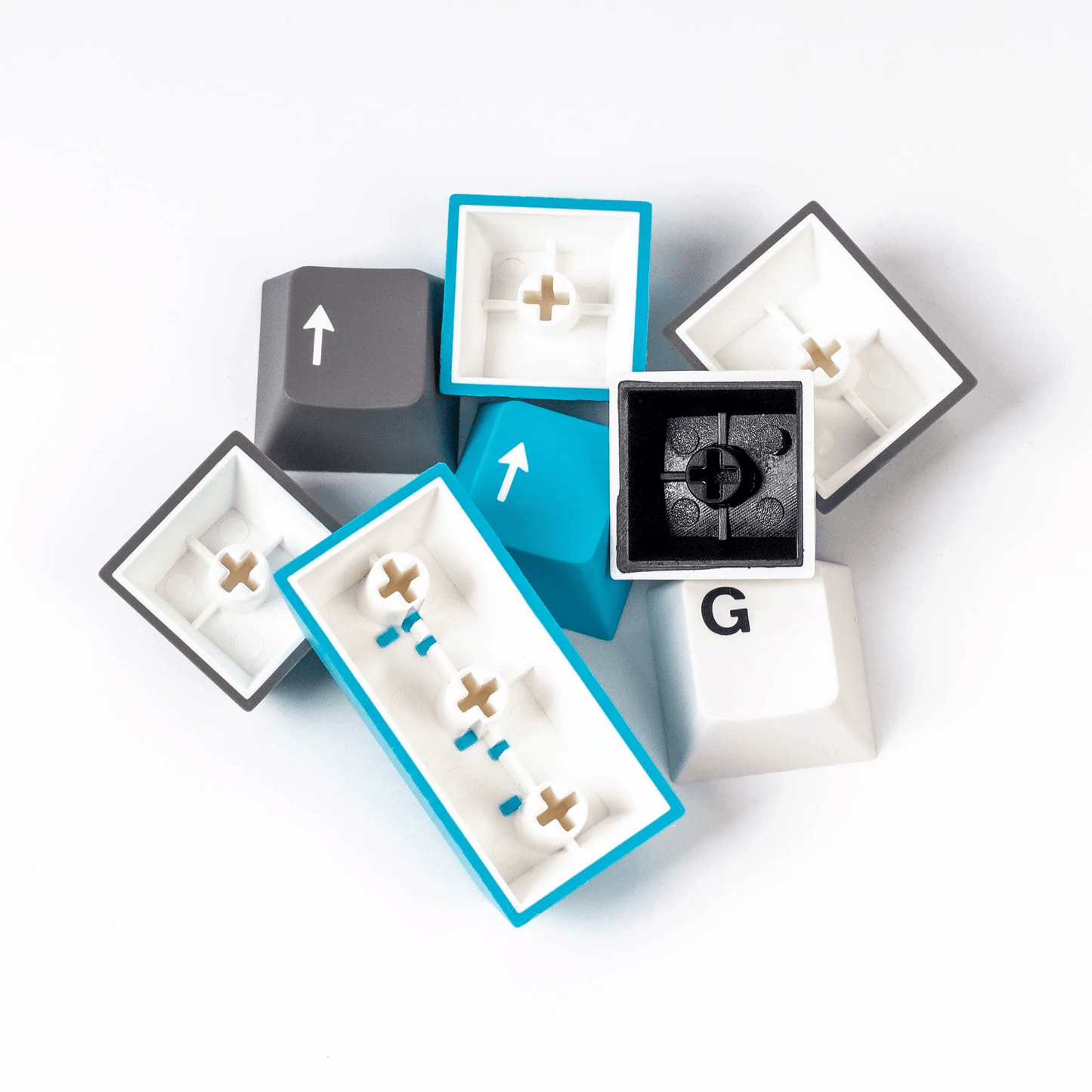 Keychron Doubleshot PBT Keycaps – Grey, White, and Blue (GWB)