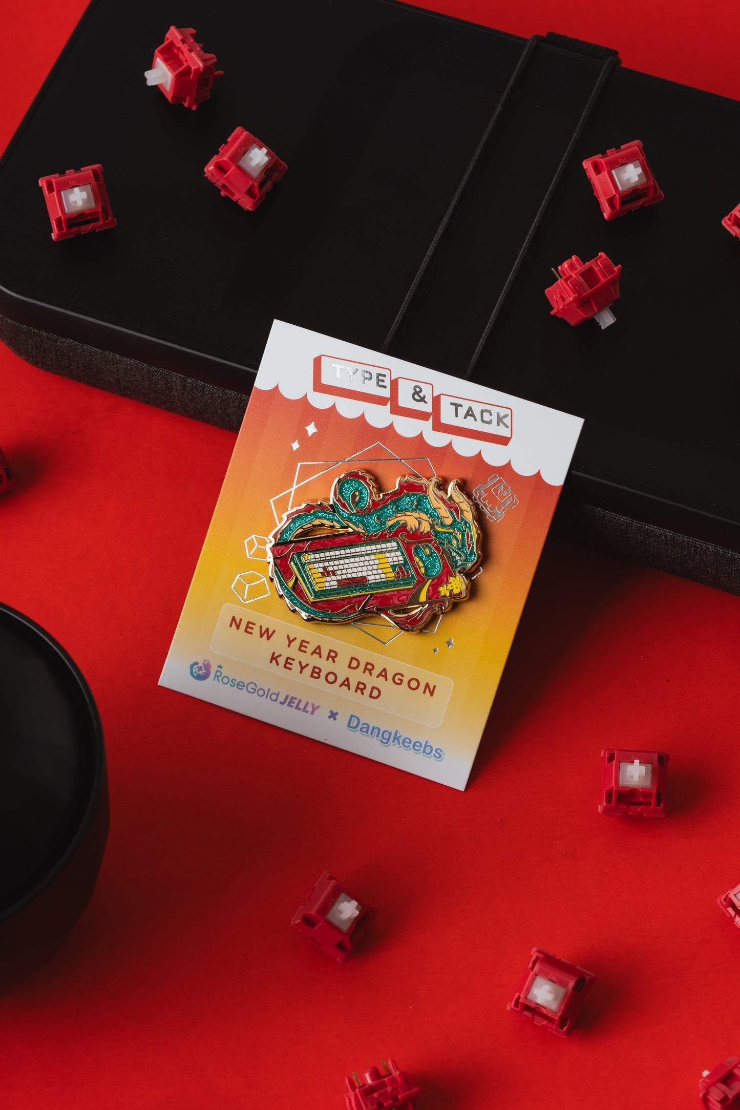 RoseGoldJelly x Dangkeebs - Type and Tack - New Year Dragon Keyboard Pin