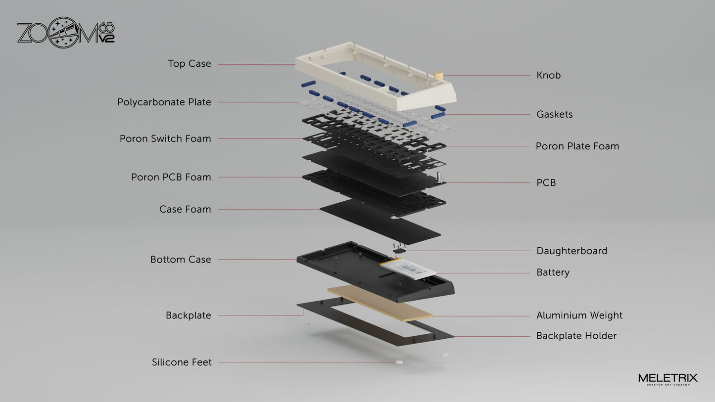 [Pre-Order] Meletrix Zoom65 V2 EE - Barebones Keyboard Kit - Ivory Cream [Sea Shipping - Batch 2]