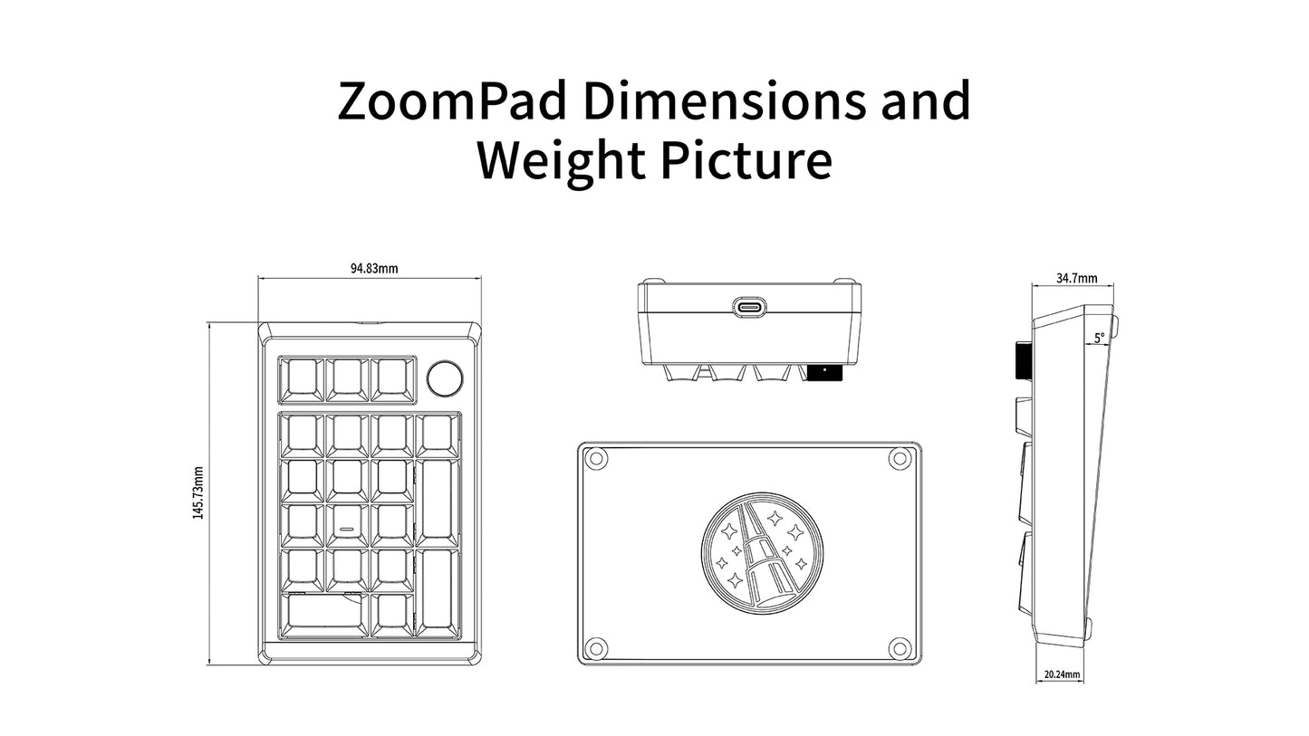[Group-Buy] Meletrix ZoomPad Essential Edition (EE) Southpaw - Barebones Numpad Kit - Black [Air Shipping]