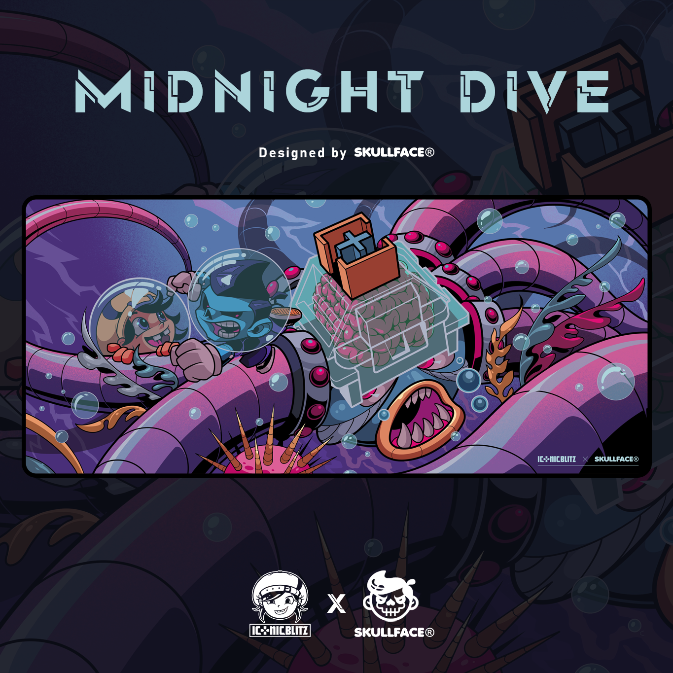 Midnight Dive - Speed Pro Deskmat | Iconic Blitz x Skullface Collab